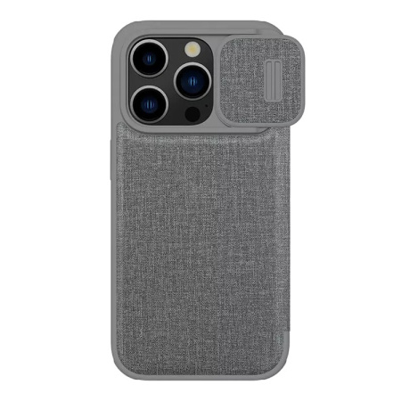 Чехол Nillkin для iPhone 15 Pro Max QIN Pro (Cloth) Booktype Classical Grey