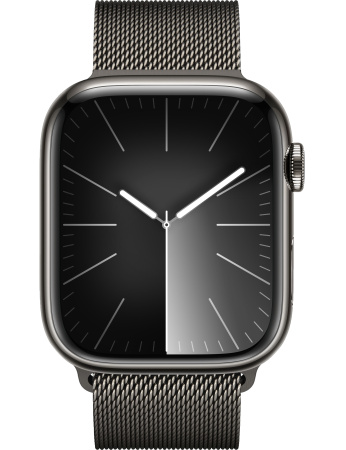 Apple Watch Series 9 45mm Graphite Stainless Steel Case with Graphite Milanese Loop (GPS + LTE)