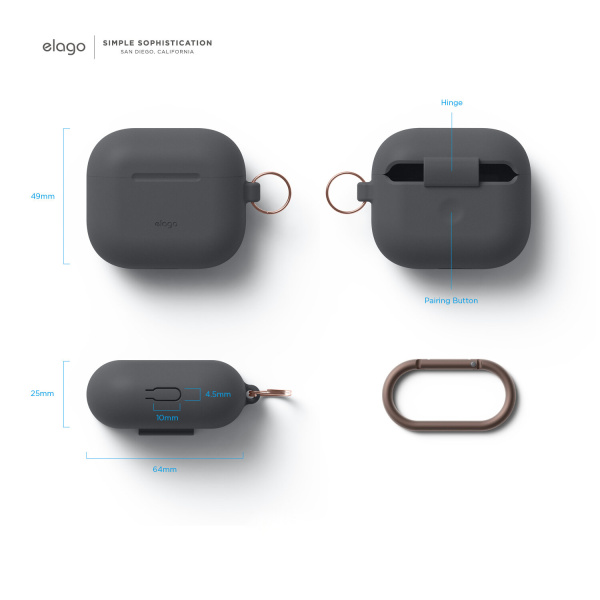 Чехол Elago для AirPods 3 (2021) Silicone Hang Case Dark Grey