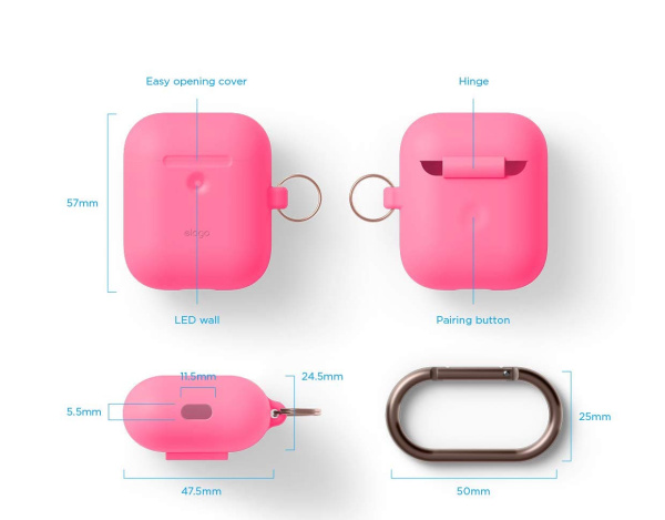 Чехол Elago для AirPods с беспроводной зарядкой Hang Case Neon Hot Pink