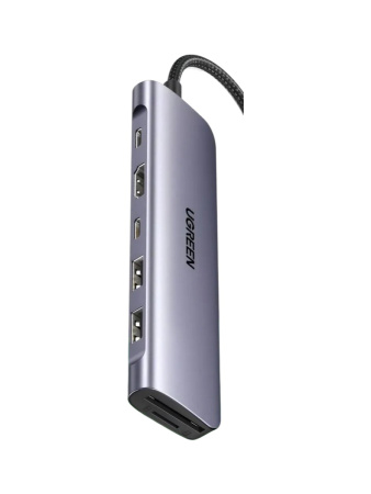 Адаптер UGREEN CM195 (15214) USB-C To HDMI+2xUSB-A 3.0+USB-C+SD/TF+PD Converter Space Gray