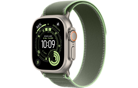 Apple Watch Ultra 3 (2025) 49mm Natural Titanium Case with Green/Neon Blue Trail Loop (GPS + Cellular) (M/L)