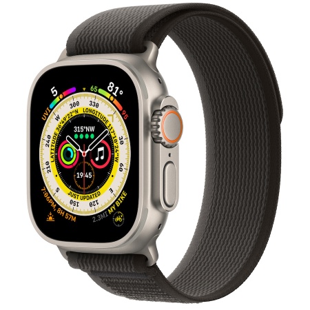 Apple Watch Ultra 49mm Titanium Case with Black/Gray Trail Loop Band - M/L (GPS + Cellular)