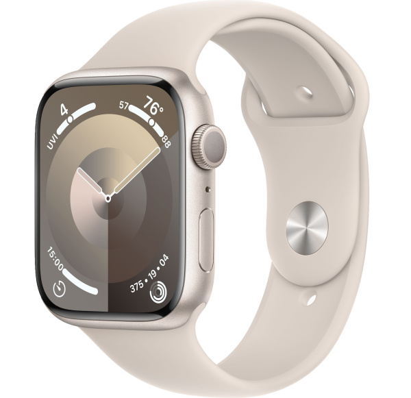 Часы Apple Watch Series 9 45mm Starlight Aluminum Case with Starlight Sport Band (GPS) (размер S/M)
