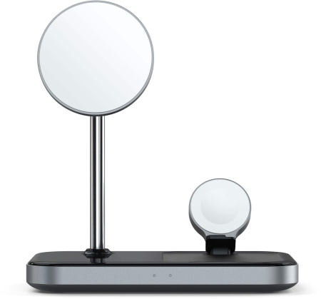 Беспроводное зарядное устройство-подставка Satechi Magnetic 3-in-1 Wireless Charging Stand серый космос ST-WMCS3M Беспроводное зарядное устройство-подставка Satechi Magnetic 3-in-1 Wireless Charging Stand серый космос ST-WMCS3M