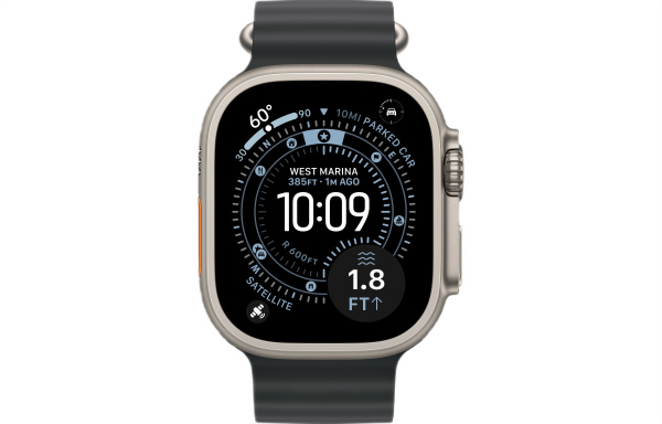 Apple Watch Ultra 3 (2025) 49mm Natural Titanium Case with Black Ocean Band (GPS + Cellular)