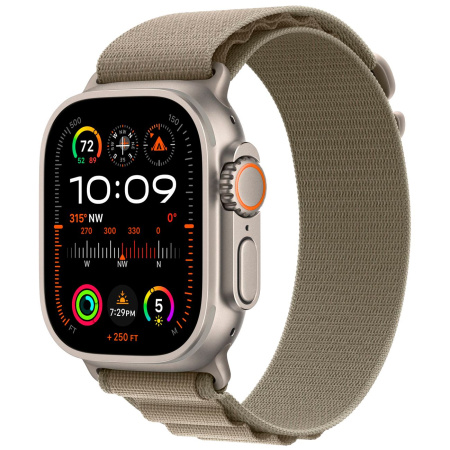 Apple Watch Ultra 2 49mm Titanium Case with Olive Alpine Loop Band - Large (GPS + Cellular)