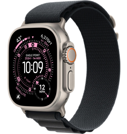 Apple Watch Ultra 3 (2025) 49mm Natural Titanium Case with Black Alpine Loop - Small (GPS + Cellular)
