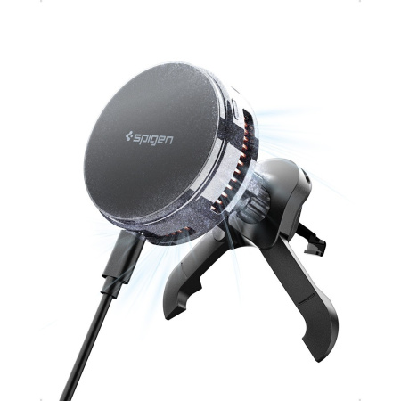 Автомобильный держатель с беспроводной зарядкой Spigen EV25MFAQ MAGNETIC Magsafe 25W QI2.2 Black