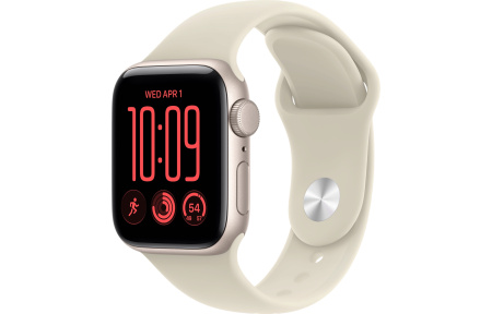 Часы Apple Watch SE 3 (2026) 40mm Starlight Aluminum Case with Sand Sport Band (GPS) (размер S/M)