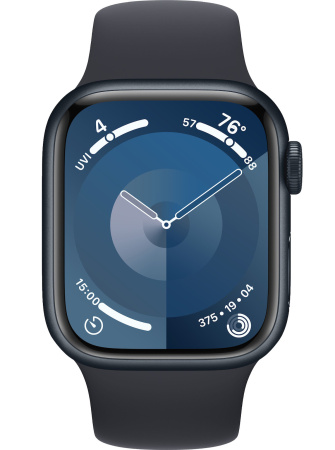 Часы Apple Watch Series 9 45mm Midnight Aluminum Case with Midnight Sport Band (GPS) (размер M/L)