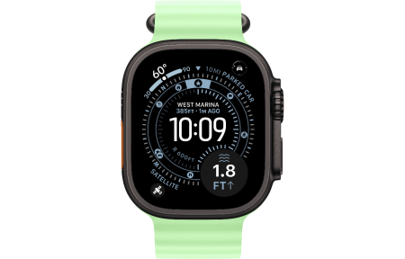 Apple Watch Ultra 3 (2025) 49mm Black Titanium Case with Neon Green Ocean Band (GPS + Cellular)