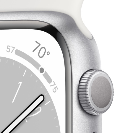 Часы Apple Watch Series 8 41mm Silver Aluminum Case with White Sport Band (GPS) (размер S/M)