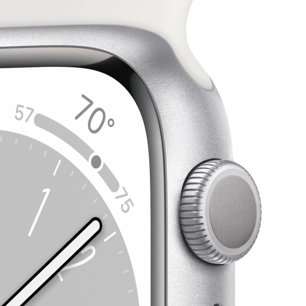 Часы Apple Watch Series 8 45mm Silver Aluminum Case with White Sport Band (GPS) (размер M/L)