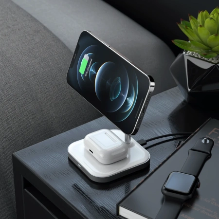 Беспроводная зарядка Satechi Magnetic 2-in-1 Wireless Charging Stand