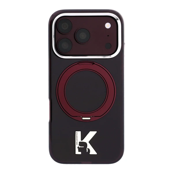 Защитный чехол Lagerfeld для iPhone 18 Pro /17 Pro Ring stand Burgundy (MagSafe)