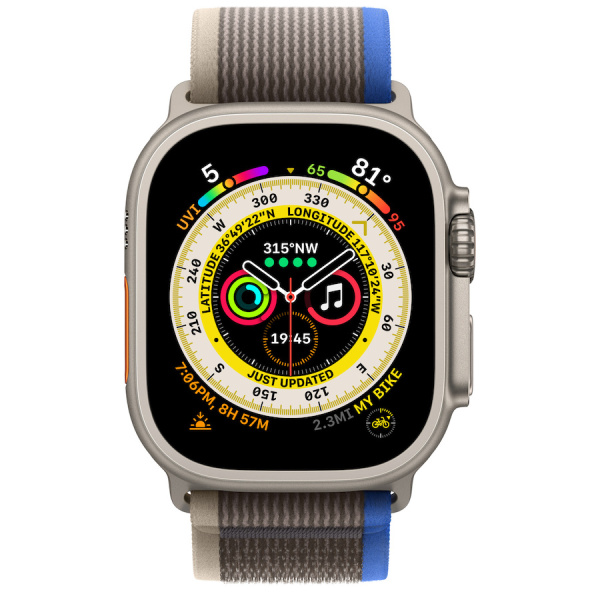 Часы Apple Watch Ultra 49mm Titanium Case with Blue/Gray Trail Loop Band - S/M (GPS + Cellular)