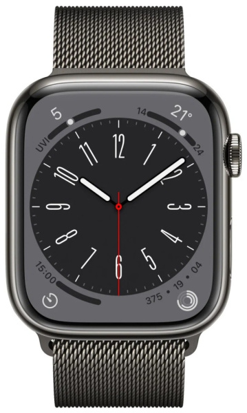 Часы Apple Watch Series 8 41mm Graphite Stainless Steel Case with Graphite Milanese Loop (GPS+Cellular), размер ремешка: S/M + M/L