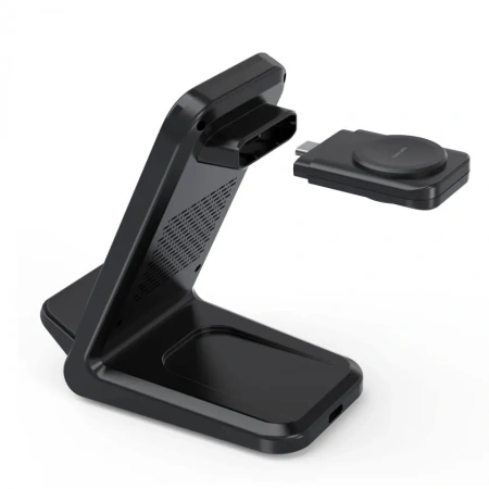 Беспроводная док-станция Choetech 3-в-1 Stand 15W Black