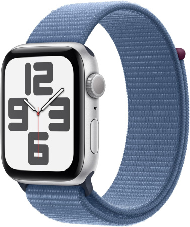 Часы Apple Watch SE (2023) 44mm Silver Aluminum Case with Winter Blue Sport Loop (GPS)