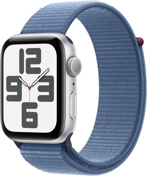 Apple Watch SE (2023) 44mm Silver Aluminum Case with Winter Blue Sport Loop (GPS)