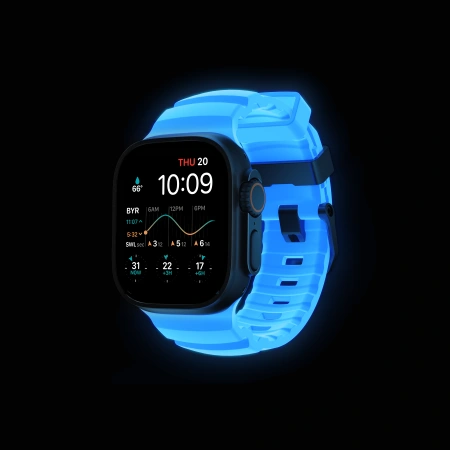 Ремешок Nomad Rocky Point Band для Apple Watch 49/45/44/42mm Icy Blue Glow/ Black Hardware