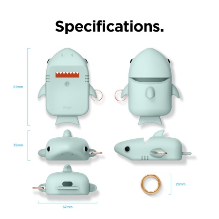 Чехол Elago Shark Silicone Hang case для AirPods Mint