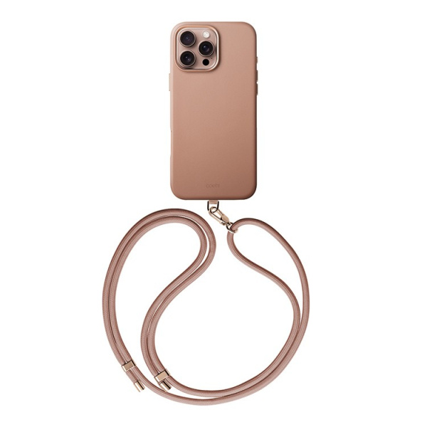 Защитный чехол Uniq Coehl Muse Leatherette MagSafe для iPhone 16 Pro Max с ремешком Dusty Nude