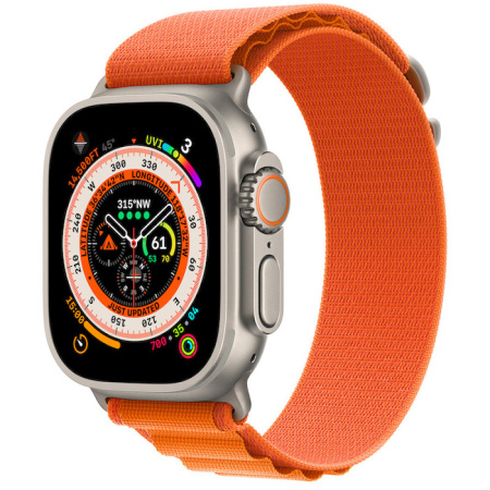 Часы Apple Watch Ultra 49mm Titanium Case with Orange Alpine Loop Band - Small (GPS + Cellular)
