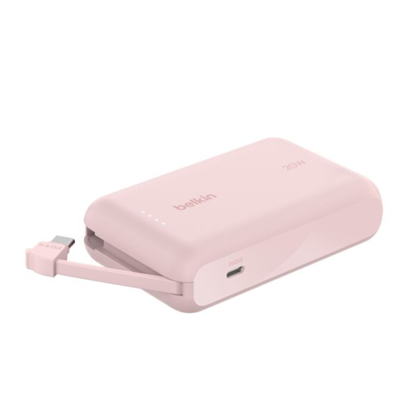 Внешний аккумулятор Belkin BoostСharge Power Bank 10000mAh USB-C 20W со встроенным кабелем USB-C Pink