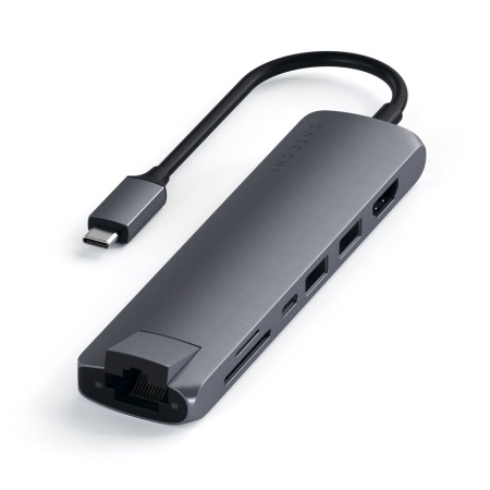 Адаптер Satechi USB-C Slim Multi-Port with Ethernet Adapter Space Gray