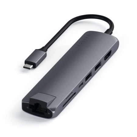 Адаптер Satechi USB-C Slim Multi-Port with Ethernet Adapter Space Gray Адаптер Satechi USB-C Slim Multi-Port with Ethernet Adapter Space Gray