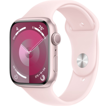 Часы Apple Watch Series 9 45mm Pink Aluminum Case with Light Pink Sport Band (GPS) (размер M/L) Часы Apple Watch Series 9 45mm Pink Aluminum Case with Light Pink Sport Band (GPS) (размер M/L)