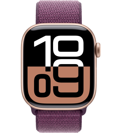 Apple Watch Series 10 42mm Rose Gold Aluminum Case with Plum Sport Loop (GPS)