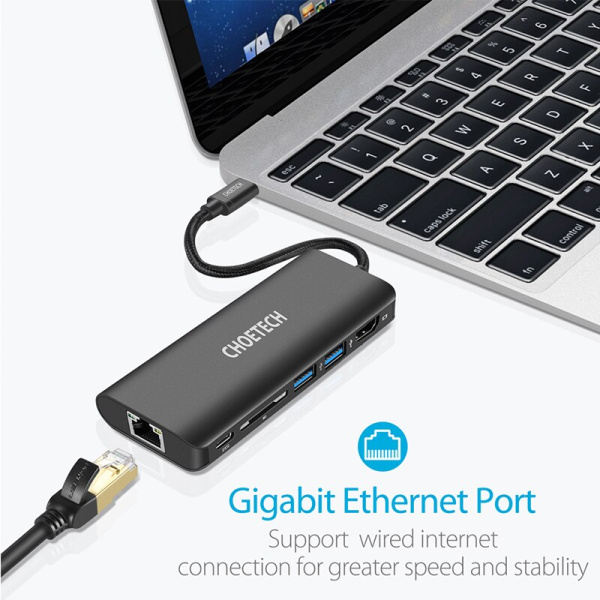 Адаптер Choetech HUB-05 6-in-1 Multiport USB-C Adapter