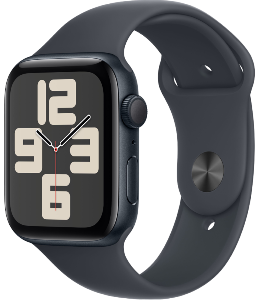 Часы Apple Watch SE (2024) 44mm Midnight Aluminum Case with Midnight Sport Band (GPS) (размер S/M)