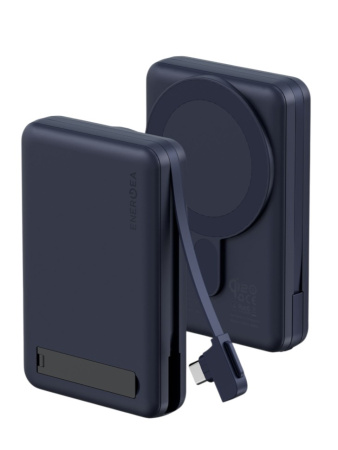 Внешний аккумулятор EnergEA MagPac PRO Plus (CCC) 10000mAh Magsafe QI2 15W USB-C 20W with cable and Stand Blue