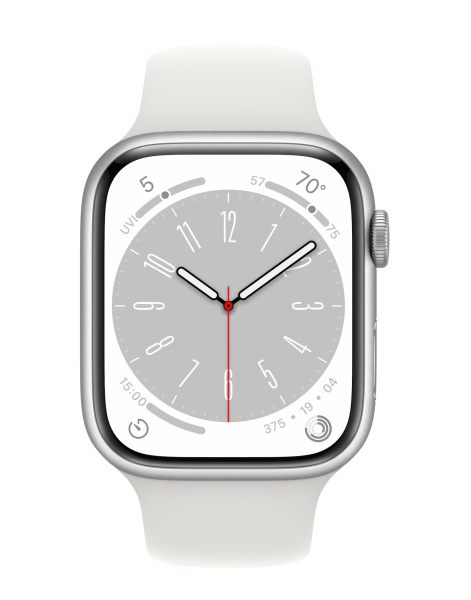 Часы Apple Watch Series 8 45mm Silver Aluminum Case with White Sport Band (GPS), размер ремешка: S/M + M/L