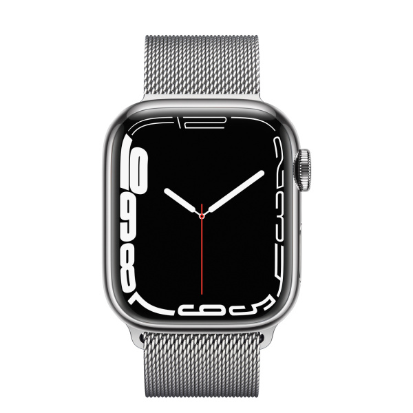 Apple Watch Series 7 41mm Silver Stainless Steel Case with Milanese Loop Silver (GPS+ Cellular)