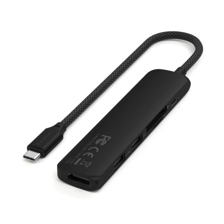 Адаптер Satechi 6-in-1 USB-C Slim Multiport Adapter 1xUSB-C PD 2хUSB-A 1хHDMI 4K @ 60Hz Micro/SD Card Black