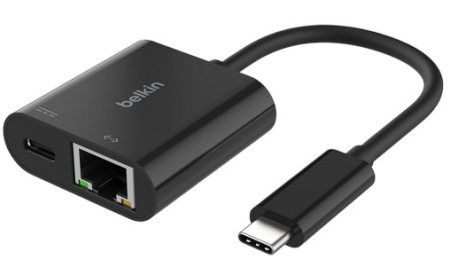 Адаптер Belkin USB-C to Ethernet Adapter With 100W USB-C Power Delivery Black