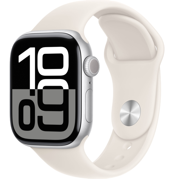 Часы Apple Watch Series 10 42mm Silver Aluminum Case with Starlight Sport Band (GPS) (размер S/M)