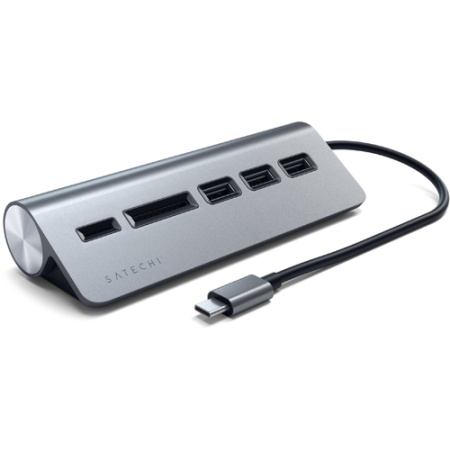 USB-концентратор Satechi Type-C Aluminum USB 3.0 Hub & Micro/SD Card Reader Space Gray ST-TCHCRM