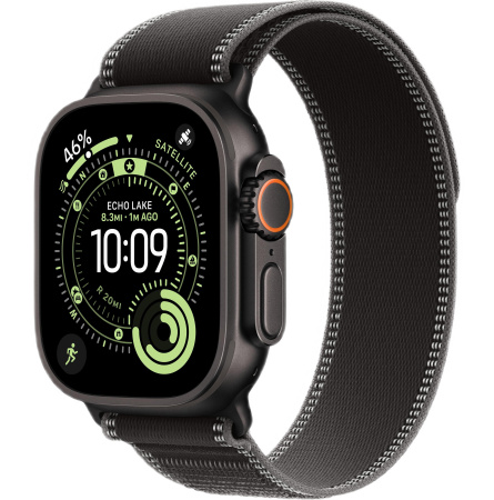 Apple Watch Ultra 3 (2025) 49mm Black Titanium Case with Black/Charcoal Trail Loop (GPS + Cellular) (M/L)