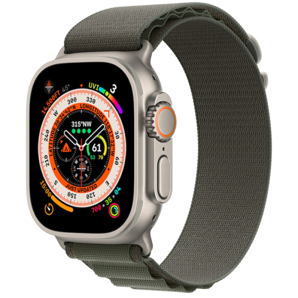 Часы Apple Watch Ultra 49mm Titanium Case with Green Alpine Loop Band - Large (GPS + Cellular)