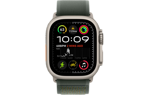 Часы Apple Watch Ultra 2 (2024) 49mm Natural Titanium Case with Green Trail Loop - M/L (GPS + Cellular)