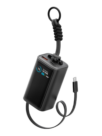 Внешний аккумулятор Energea Compac Arc 10000 mAh USB-C+A +retractable USB-C cable and Display PD45W Gunmetal