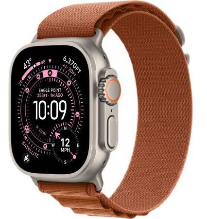 Apple Watch Ultra 3 (2025) 49mm Natural Titanium Case with Terra Cotta Alpine Loop - Medium (GPS + Cellular)