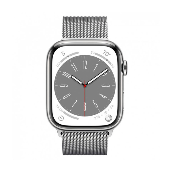 Apple Watch Series 8 41mm Silver Stainless Steel Case with Silver Milanese Loop (GPS+Cellular)