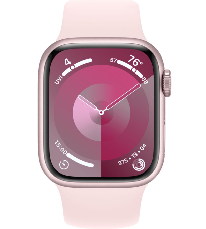 Часы Apple Watch Series 9 45mm Pink Aluminum Case with Light Pink Sport Band (GPS) (размер M/L) Часы Apple Watch Series 9 45mm Pink Aluminum Case with Light Pink Sport Band (GPS) (размер M/L)